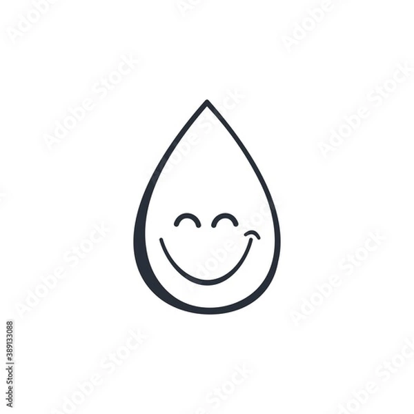 Fototapeta A drop and a smile. Vector linear icon isolated on white background.