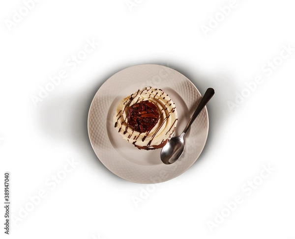 Obraz Cake with whipped cream on plate