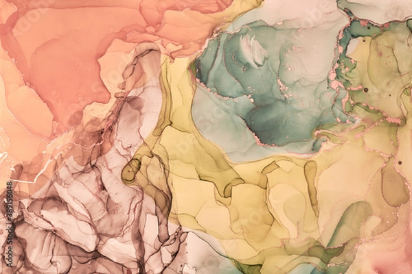 Fototapeta Fluid Art . Modern аbstract colorful background, wallpaper. Mixing acrylic paints. Marble texture. Alcohol ink colors translucent