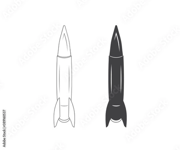 Fototapeta Rocketship icon, Rocketship Vector, Rocketship symbol Icon design. rocket icon set, Rocketship vector icon set. Black vector illustration on white background. Simple retro outer space vehicle concept
