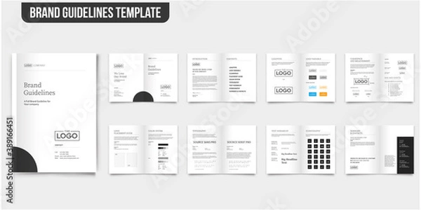 Fototapeta Minimal Brand Guideline Template Minimal Brand Guide Brand Manual Brochure Minimal Brand Book