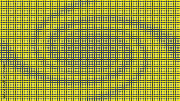 Fototapeta Minimal blue and yellow halftone background. Circles, dots of various diameters in the form of a swirling whirlpool.