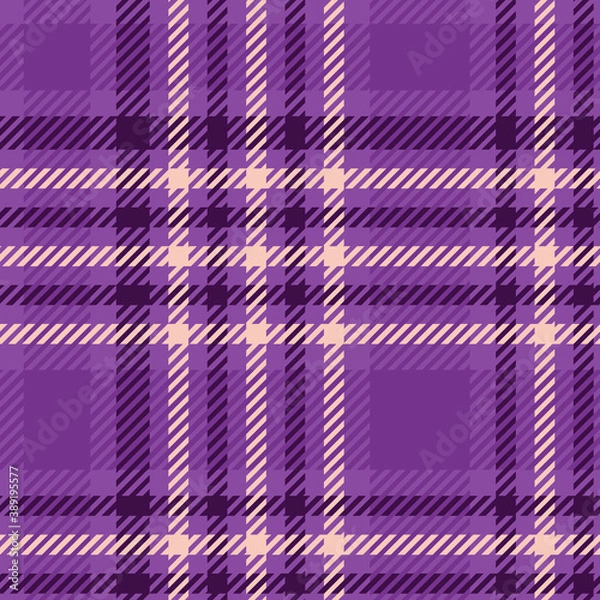 Fototapeta Tartan plaid seamless pattern in lilac colors. Checked pattern