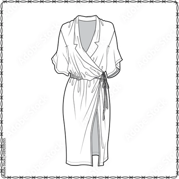 Obraz women dress editable fashion flat sketch for creating new designs mockup