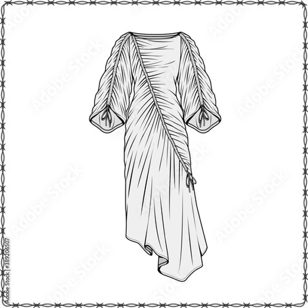 Obraz women dress editable fashion flat sketch for creating new designs mockup