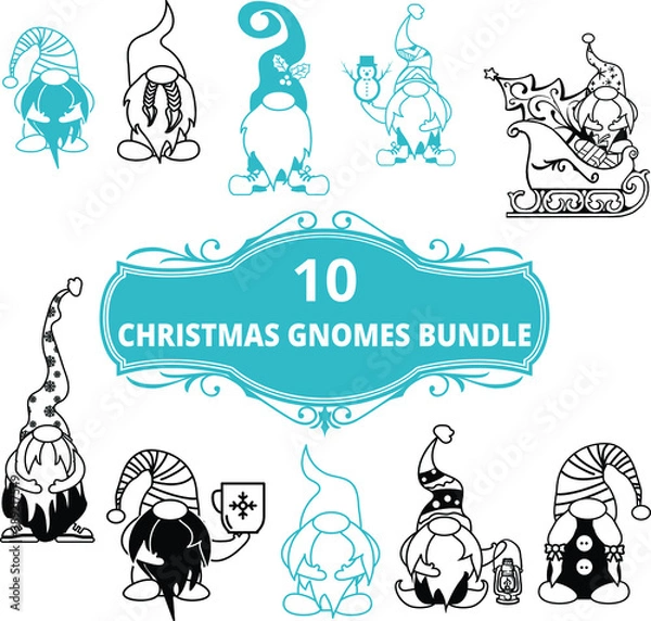 Obraz 10 Christmas Gnomes Bundle Vector Illustration vol 1