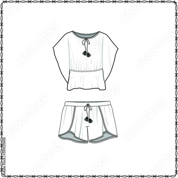 Obraz women dress editable fashion flat sketch for creating new designs mockup
