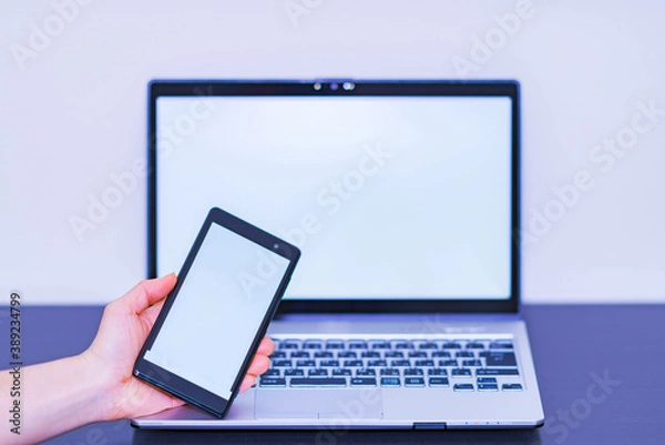 Obraz ノートパソコンとスマートフォン　【DXのイメージ】
