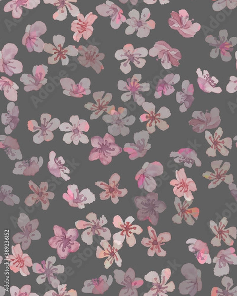 Fototapeta Blooming Cherry. Gray Blossom Wallpaper. Abstract 