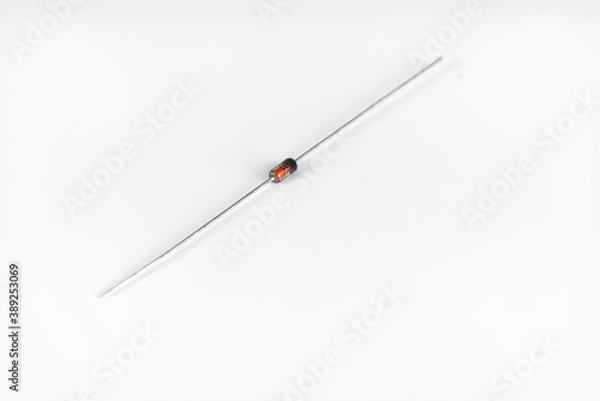 Obraz Resistor and diode isolated on white background