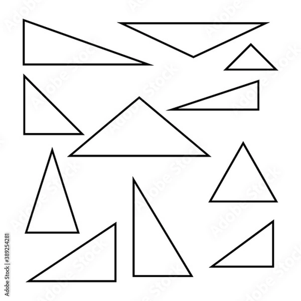 Obraz Set of triangle line design, Collection of art shape isolated on white background