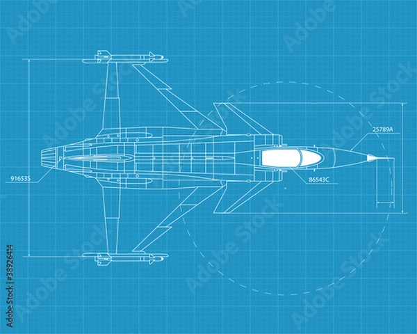 Fototapeta High detailed vector illustration of a modern military airplane