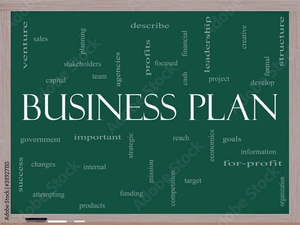 Fototapeta Business Plan Word Cloud Concept on a Blackboard