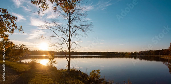 Obraz sunset over the river