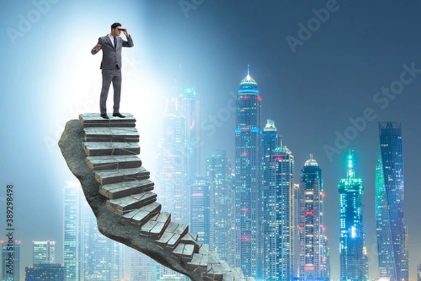 Fototapeta Concept of career ladder with businessman