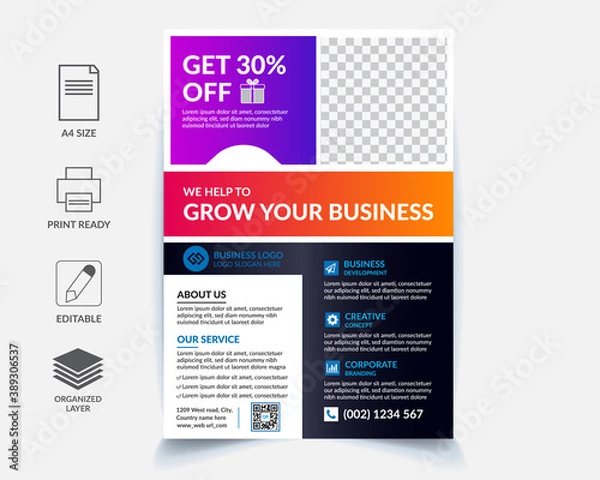 Obraz Corporate Business Flyer, Marketing flyer print-ready, and editable vector eps