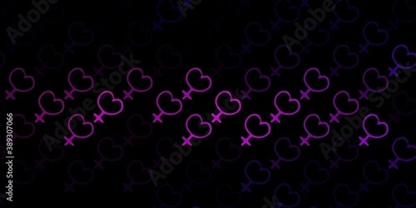 Fototapeta Dark Pink vector pattern with feminism elements.