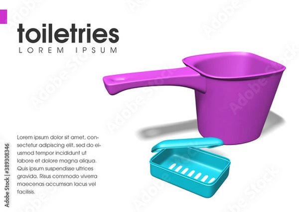 Obraz Toiletries 3d render design on white isolated background