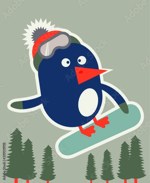 Obraz pinguino con tabla