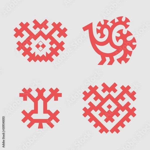 Fototapeta Patterns based on Khanty-Mansi Siberian folk ornaments set