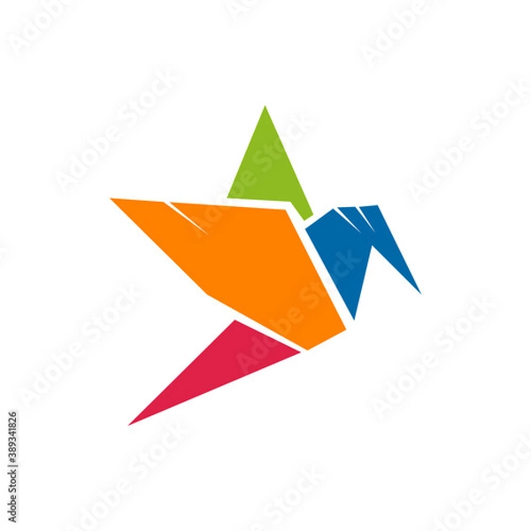 Fototapeta Origami bird logo design template
