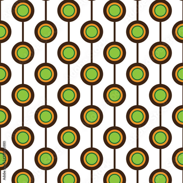Obraz Green, orange, and brown circles pattern isolated on white background. Wallpaper design.