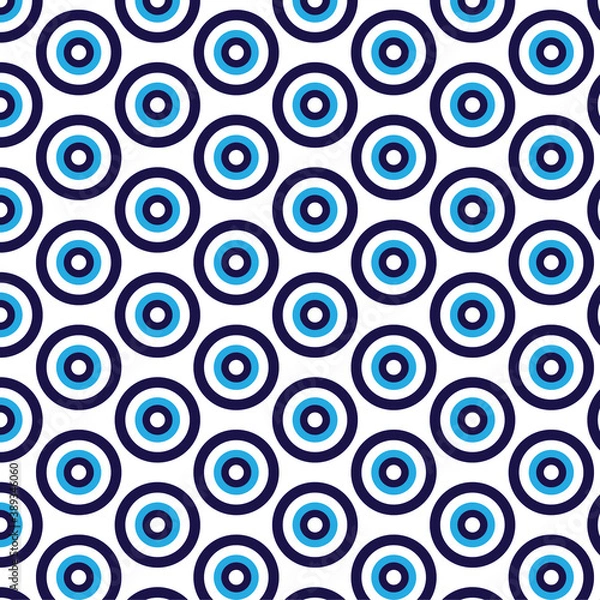 Obraz Blue shades circles pattern isolated on white background.Polka dots pattern style.