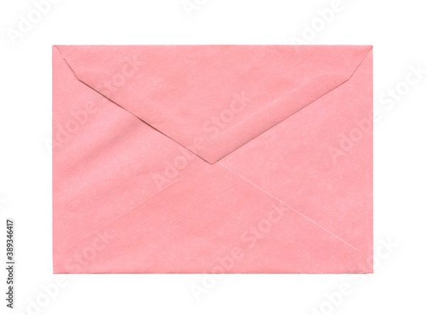 Fototapeta old aged light pink paper envelope isolated on white