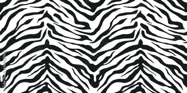Fototapeta Seamless vector zebra pattern. Trendy stylish wild stripes print. Animal print background for fabric, textile, design, advertising banner etc.