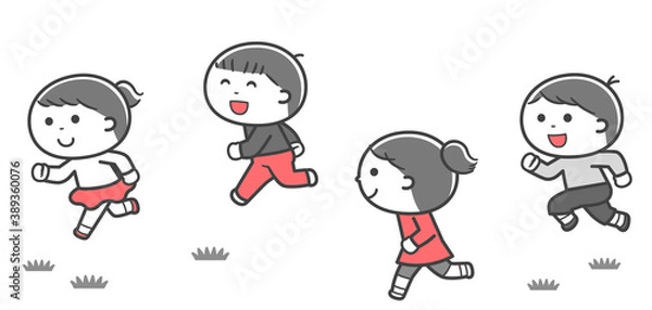 Fototapeta 一緒に走る子どもたち / 2色