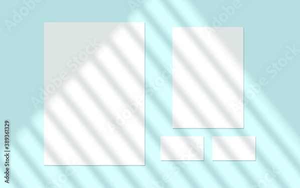 Fototapeta Vector shadow overlay effect. Transparent soft light and shadows from window.  Mockup of transparent window shadow and natural lightning. 10 eps mesh.