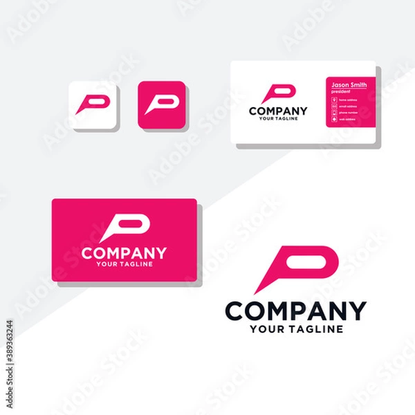 Fototapeta P concept logo design business card vector