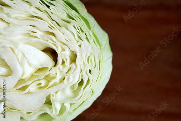 Fototapeta 半分にカットしたキャベツの断面