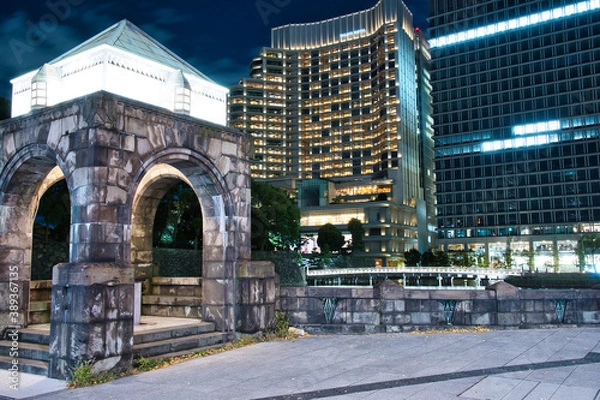 Obraz 夜の江戸城 和田倉門守衛所跡と和田倉橋