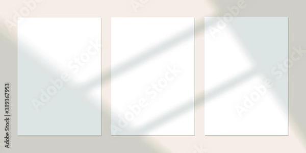 Obraz Vector shadow overlay effect. Transparent soft light and shadows from window.  Mockup of transparent window shadow and natural lightning. 10 eps mesh.