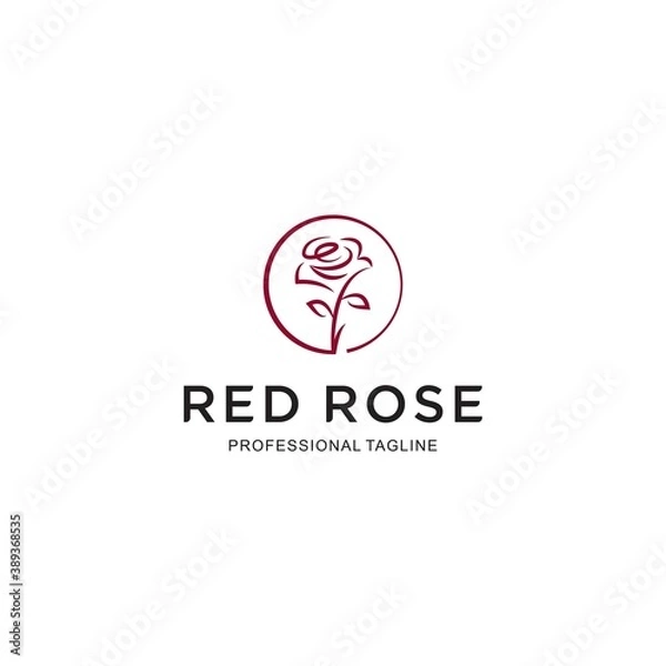 Fototapeta Red rose logo template Vector illustration
