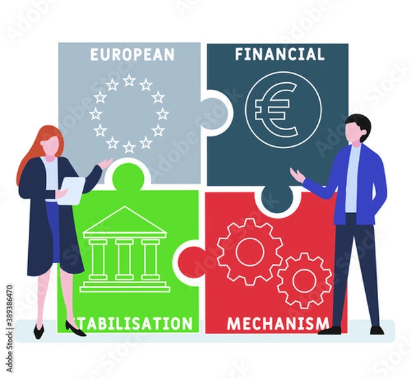 Fototapeta Flat design with people. EFSM - european financial stabilisation mechanism acronym. business concept background. Vector illustration for website banner, marketing materials, business presentation,