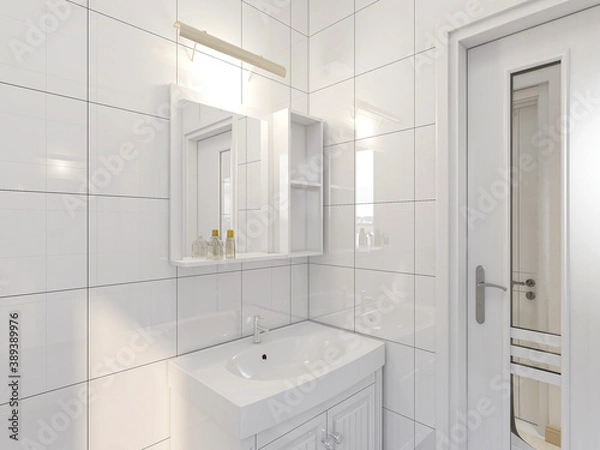 Fototapeta The bathroom is clean and tidy with bath room, dressing table, etc