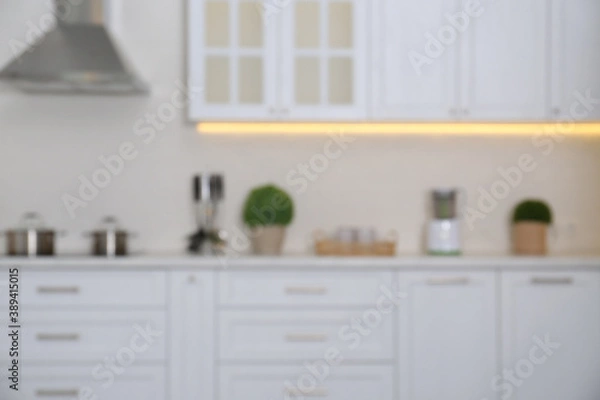 Obraz Blurred view of modern stylish kitchen interior