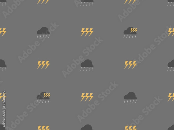 Fototapeta pattern rainy vector illustration isolated on gray background. seamless flat rainy season for backdrop, wallpaper, texture, decoration. flat raindrop, cloud, thunderbolt icon for weather forecasting