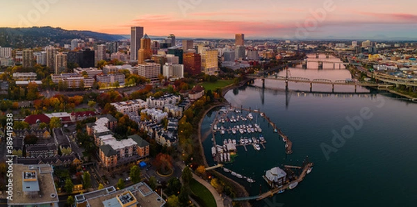 Obraz Sunset in Downtown Portland Oregon