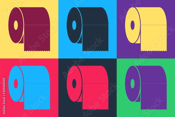 Obraz Pop art Toilet paper roll icon isolated on color background. Vector.