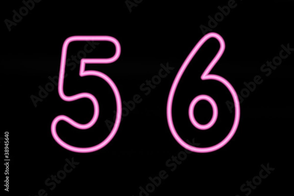 Fototapeta Chiffres 5 et 6, néon rose