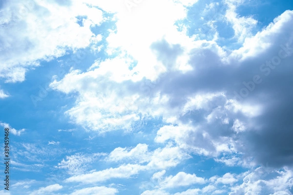 Fototapeta cloudy blue sky view sushine bright background rim light
