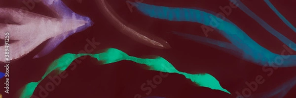 Obraz Summer Composition. Ocean Invitation. Multicolor Botanical Design. Indian Fabric.  Rainbow Red and Black Folk Doodle.  Summer Composition. Abstract Creative Wallpaper.