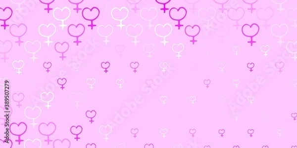 Obraz Light Pink vector pattern with feminism elements.