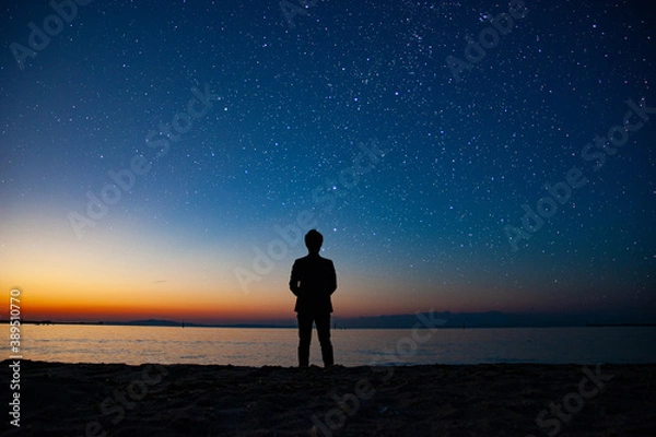 Fototapeta 星空と海辺