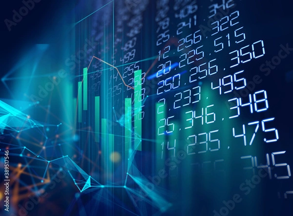 Fototapeta technical financial graph on technology abstract background