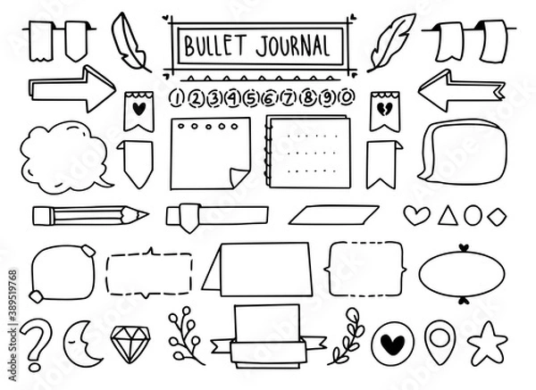 Obraz Cute bullet journal doodle drawing banner element for scrapbook design