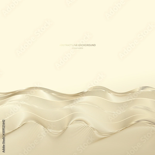 Fototapeta golden abstract line background, mordern waves.